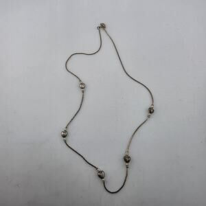 Gold Tone Heart Necklace 16” Beaded Chain Tiny Hearts Fashion Jewelry